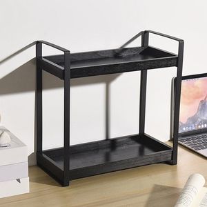 JGS ® Multifunctionele Houten Opbergplank met Metaal Frame voor Bureau en Huis