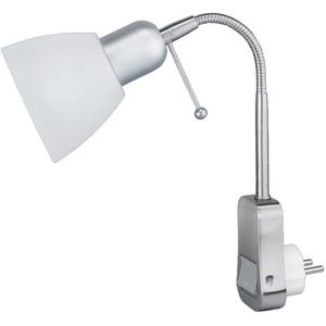 Bureaulamp Stekkerspot Flexibele Arm Metallic Wit - 1xE14 Max 40W met Schakelaar Trio-Leuchten 8911211-07