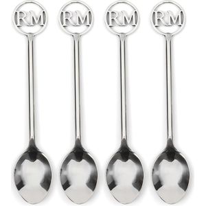 Riviera Maison Koffielepel, Lepeltjes set met logo, Dessertlepel - RM Monogram, Theelepel 4 stuks - zilver