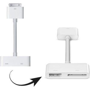 Digitale AV HDMI-adapter naar HDTV, voor nieuwe iPad (iPad 3) / iPad 2 / iPad / iPhone 4 & 4S / iPod Touch 4 (wit)