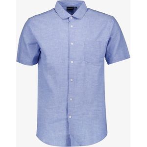Unsigned linnen heren overhemd korte mouw blauw - Maat XXL