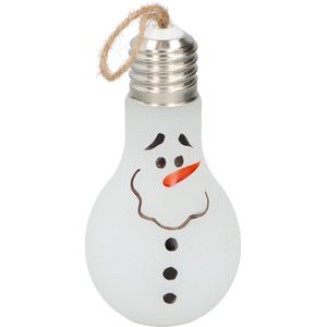1x Kerst decoratie lampjes sneeuwpop met LED verlichting 18 cm - Kerstboomversiering - LED lampjes sneeuwpop/sneeuwman