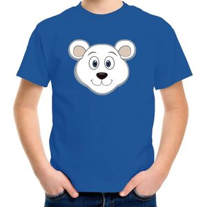 Cartoon ijsbeer t-shirt blauw voor jongens en meisjes - Kinderkleding / dieren t-shirts kinderen 146/152