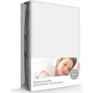 Boxspring - Waterbed - Percale Katoen Hoeslaken Extra Hoog Grijs-90 x 200 cm