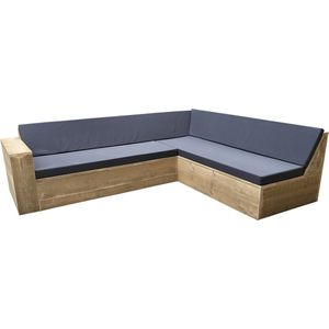 Wood4you Loungeset 1 steigerhout - L-vorm - incl kussens - 220cm - 220cm