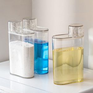 By Shayne ® Transparante Opbergdoos voor Wasmiddel met Maatbeker en Groot Vulmondstuk