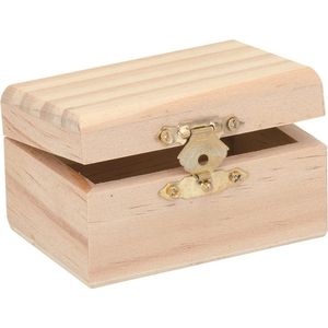Glorex hobby schatkistje met sluiting en deksel - hout - 8 x 5 x 4 cm - Sieraden/spulletjes/sleutels - Opberg kistjes