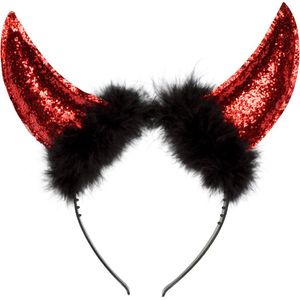 Boland - Diadeem She-Devil Rood - Één maat - Volwassenen - Vrouwen - Halloween accessoire - Horror