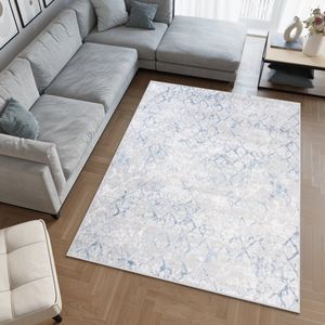 Tapiso Sky Vloerkleed Grijs Blauw Modern Slaapkamer Tapijt Maat - 120x170