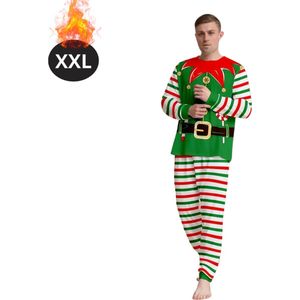 Livano Kerst Pyjama - Heren - Kerstpyjama - Mannen - Slaapkleding Volwassenen - Set - Broek - Shirt - Christmas - Zwart - Maat XXL