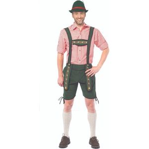 Partychimp Voordelige Korte Lederhose Man Johann Oktoberfest Heren Lederhosen Man Carnavalskleding Heren Carnaval - Maat 2XL - Groen - Polyester