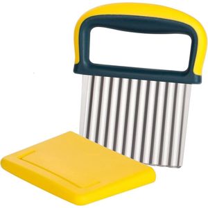 Aardappelgegolfd mes - Gegolfd gesneden frietschaaf wortelhakselaar groente crinkle mes