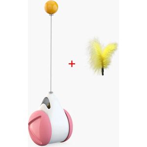 Kattenspeelgoed - Balance Cat Toy - Kattenkruid en Veer - Roze - Duurzaam Interactief Speelgoed voor Katten - Stimuleert Beweging en Vermindert Angst - Veilig ABS Materiaal - Ideaal voor Speelse Katten