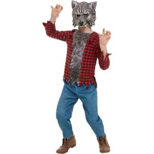 Smiffy's - Weerwolf Kostuum - Hongerige Weerwolf Volle Maan - Jongen - Rood, Grijs - Small - Halloween - Verkleedkleding