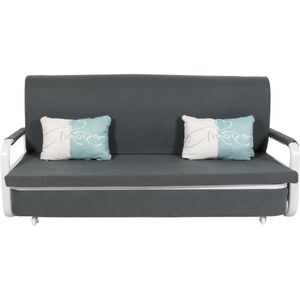 Slaapbank MCW-M83, slaapbank bank, slaapfunctie bedstee ligoppervlak, 190x185cm ~ stof/textiel donkergrijs