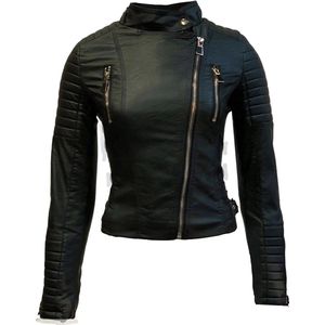 Zwarte Bikerjack voor dames - Kunstleer-only - 50