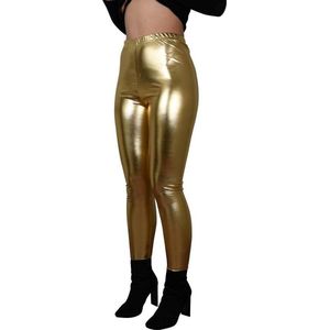 Glanzende legging - Goud - Maat XL – Hoge sluiting - Disco