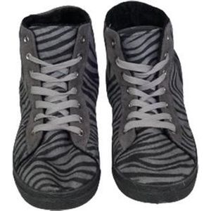 Sneakers RIHANNA zebraprint halfhoog met voering - Grijs / Zwart - Suedine - Maat 39