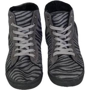 Sneakers RIHANNA zebraprint halfhoog met voering - Grijs / Zwart - Suedine - Maat 40