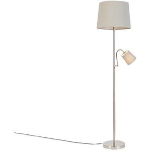 QAZQA retro - Klassieke Vloerlamp | Staande Lamp met flexarm met leeslamp - 1 lichts - H 1580 mm - Grijs - Woonkamer | Slaapkamer | Keuken