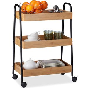 DD Roltafel - Wielen Roltafel - Keukentrolley - 70x49x28cm - Bruin