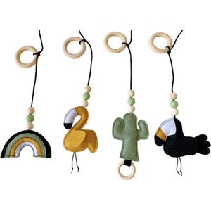Babygym hangers - Boxmobiel hangers - Hangspeelgoed - Speeltjes voor de babygym - Regenboog vogels en cactus