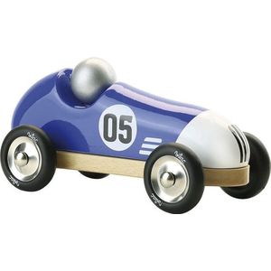 Vintage race auto hout blauw large 2335B