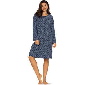 Comtessa Interlock Nachthemd 'Cosy Snowflake' - Dames Nachtmode - Lange Mouw - Blauw - Maat 52