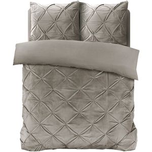 Sleeptime Velvet Pintuck Dekbedovertrek - Lits-Jumeaux - 240X200/260 + 2 x kussenslopen 60x70 - Zand