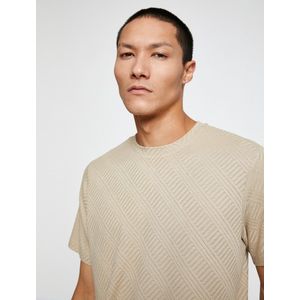 Koton Basic Jacquard T-Shirt Met Ronde Hals En Korte Mouw