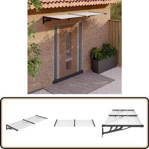 vidaXL Deurluifel 239x90 cm - Zwart & Transparant Deurluifel - Veranda Overkapping - Zonnescherm - Regenbescherming - Ingangsportaansluiting