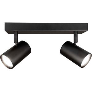 Ledvion LED Plafondspot Zwart Duo - Dimbaar - 5W - 4000K - Kantelbaar