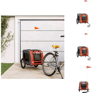 vidaXL Hondenfietskar - Oxford stof - Duurzaam frame - Comfortabel - Handig ontwerp - Veilig rijden - Brede toepassingen - Oranje/grijs - 125x64x66cm - Draagtas