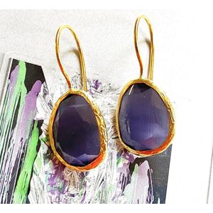 Oorbellen cateye steen paars
