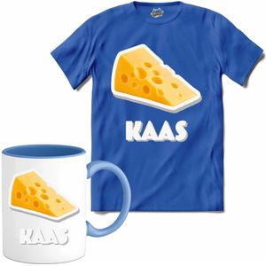 Kaas - grappig verjaardag kleding cadeau - eten teksten - T-Shirt met mok - Dames - Royal Blue - Maat XXL
