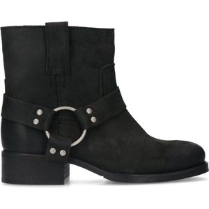 Manfield - Dames - Zwarte leren biker boots - Maat 41