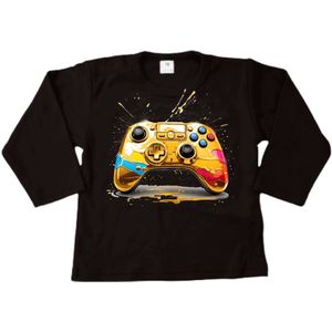 Shirt kind - Game controller geel print op shirt - Voor de echte Gamer - Maat 110/116