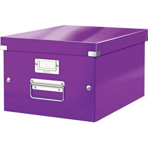 Leitz WOW Click & Store Middelgrote Kartonnen Opbergdoos Met Deksel - 28.1 x 37 Cm (BxD) - voor A4 Formaten - Ideaal voor Kantoor En Thuiswerken/Thuiswerkplek - Paars