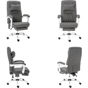 vidaXL Kantoormassagestoel kunstleer grijs - Bureaustoel - Bureaustoelen - Massage Kantoorstoel - Massage Kantoorstoelen