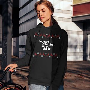 Kerst Hoodie Rendieren - Santa Made Me Do It - Kleur Zwart - ( MAAT M - UNISEKS FIT ) - Kerstkleding voor Dames & Heren