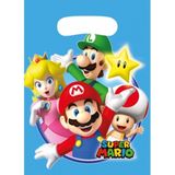 12x stuks Super Mario verjaardag thema feestzakjes/cadeauzakjes/snoepzakjes/uitdeelzakjes