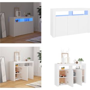 vidaXL Dressoir met LED-verlichting 115-5x30x75 cm wit - Dressoir - Dressoirs - Dressoir Met LED-verlichting - Dressoirs Met LED-verlichtingen