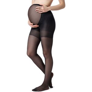 Be Mammy Dames Zwangerschap Panty - 40 DEN - Halsterloos - Polyamide - BE-GI-1119 - Zwart - XL