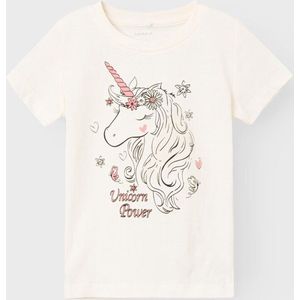 Name it T-shirt ecru unicorn UV print - Maat 98