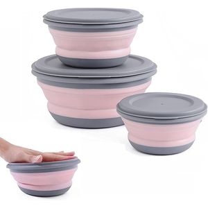 Container Opvouwbare Siliconen Kom Met Deksel Siliconen Bento Box Opvouwbare Foldable Food Storage Boxes Opvouwbare Siliconen Bak Foldable Bowl With Lid Voor Picknick Keuken