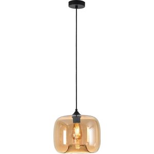 Hanglamp Preston 28cm Amber - Ø28cm - E27 - IP20 - Dimbaar > lampen hang amber glas | hanglamp amber glas | hanglamp eetkamer amber glas | hanglamp keuken amber glas | led lamp amber glas | sfeer lamp amber glas