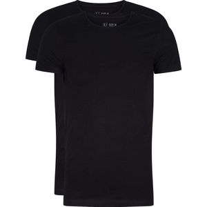 RJ Bodywear Everyday - Maastricht - 2-pack - stretch T-shirt O-hals - zwart -  Maat M