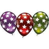 6x stuks luxe Metallic ballonnen met sterren 30 cm - Feestartikelen/versieringen