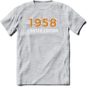 1958 Limited Edition T-Shirt | Goud - Zilver | Grappig Verjaardag en Feest Cadeau Shirt | Dames - Heren - Unisex | Tshirt Kleding Kado | - Licht Grijs - Gemaleerd - S