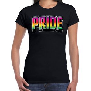 Bellatio Decorations Gay Pride T-shirt voor dames - zwart - pride - regenboog - LHBTI XXL